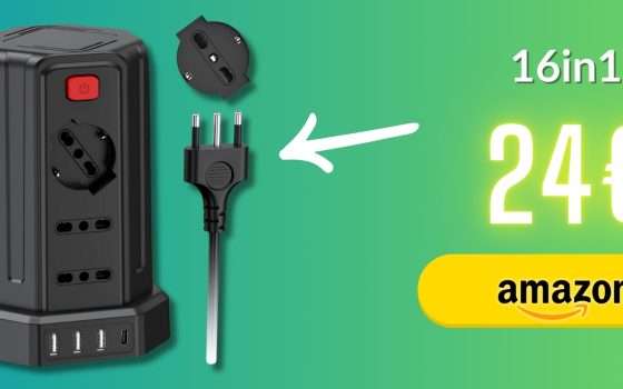 Multipresa a torre 16in1: non solo sicura ma anche salvaspazio (24€)