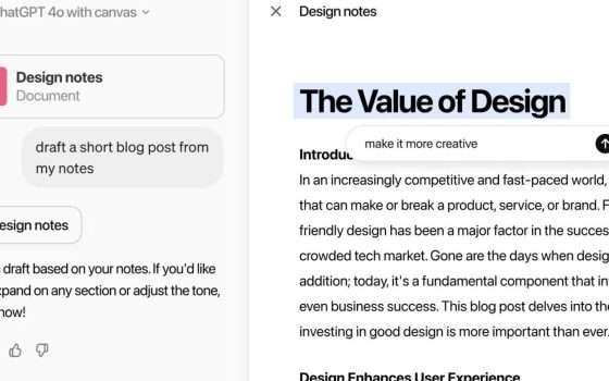 OpenAI lancia ChatGPT Canvas per i progetti di scrittura e codifica