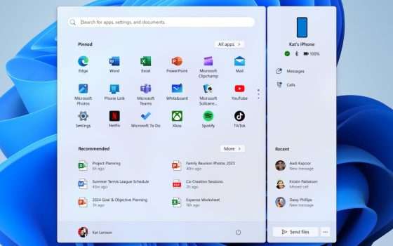 Windows 11: iPhone a portata di menu Start