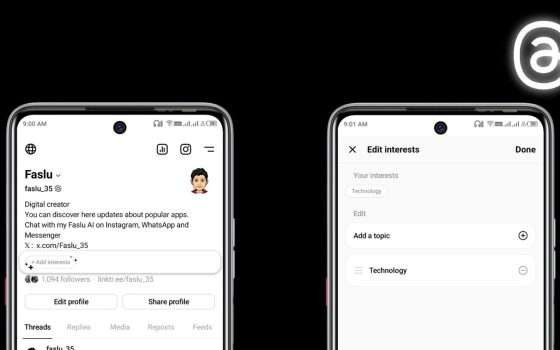 Threads: ora si possono aggiungere gli interessi nel profilo