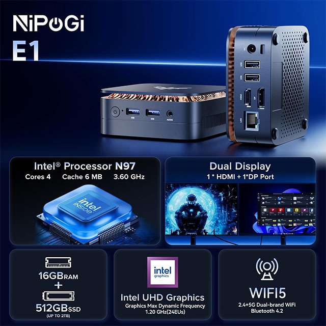 NiPoGi E1: le caratteristiche del Mini PC