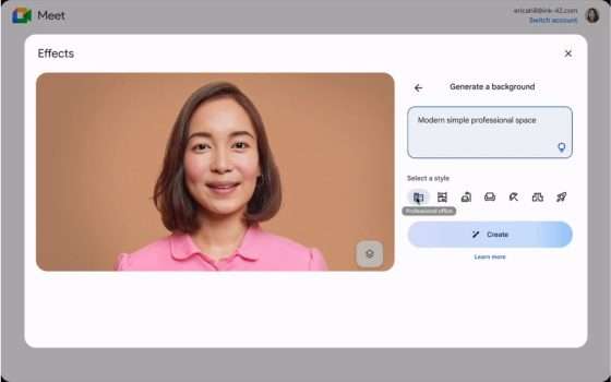 Google Meet: nuovi stili predefiniti per gli sfondi AI