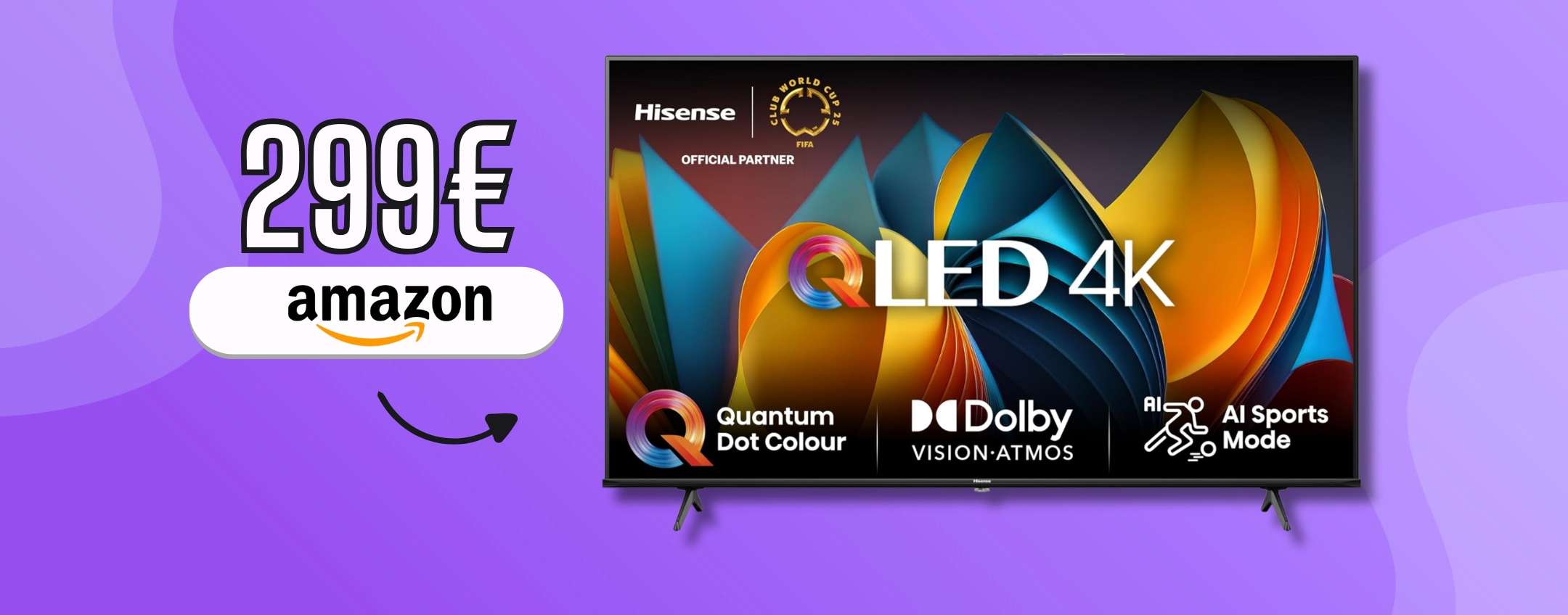 Prezzo che degenera per la Hisense TV 43″ QLED 4K, direttamente su Amazon