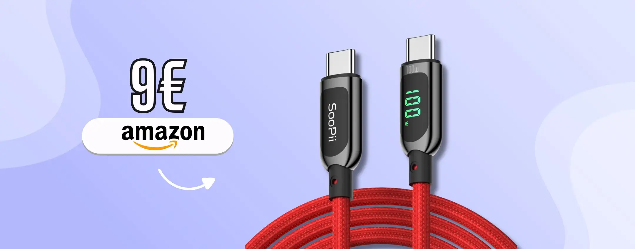 Cavo USB C con display: guarda e controlla la potenza di ricarica (9€)