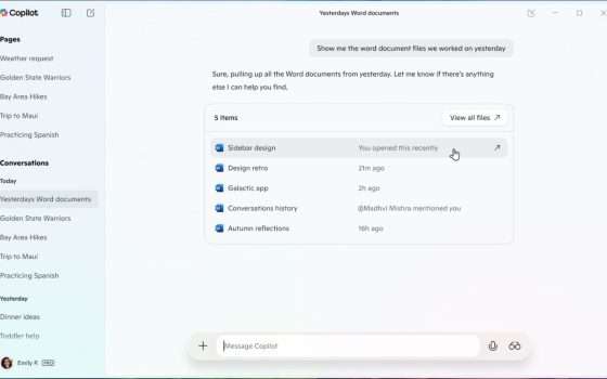 Copilot su Windows 11, cerca file e risponde alle domande