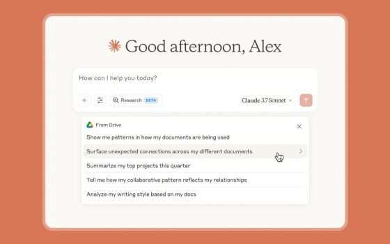 Claude fa ricerche avanzate e si integra con Google Workspace