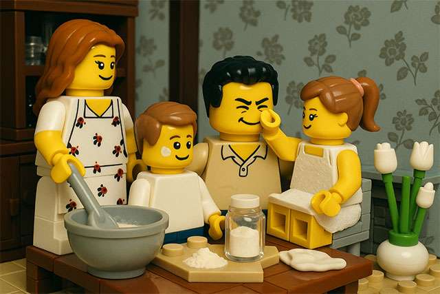 Il primo set LEGO creato dall'AI di ChatGPT: una famiglia mentre cucina