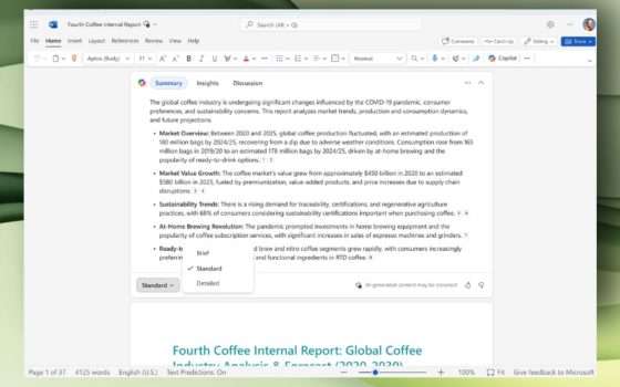 Word, riassunti di documenti lunghi con Copilot