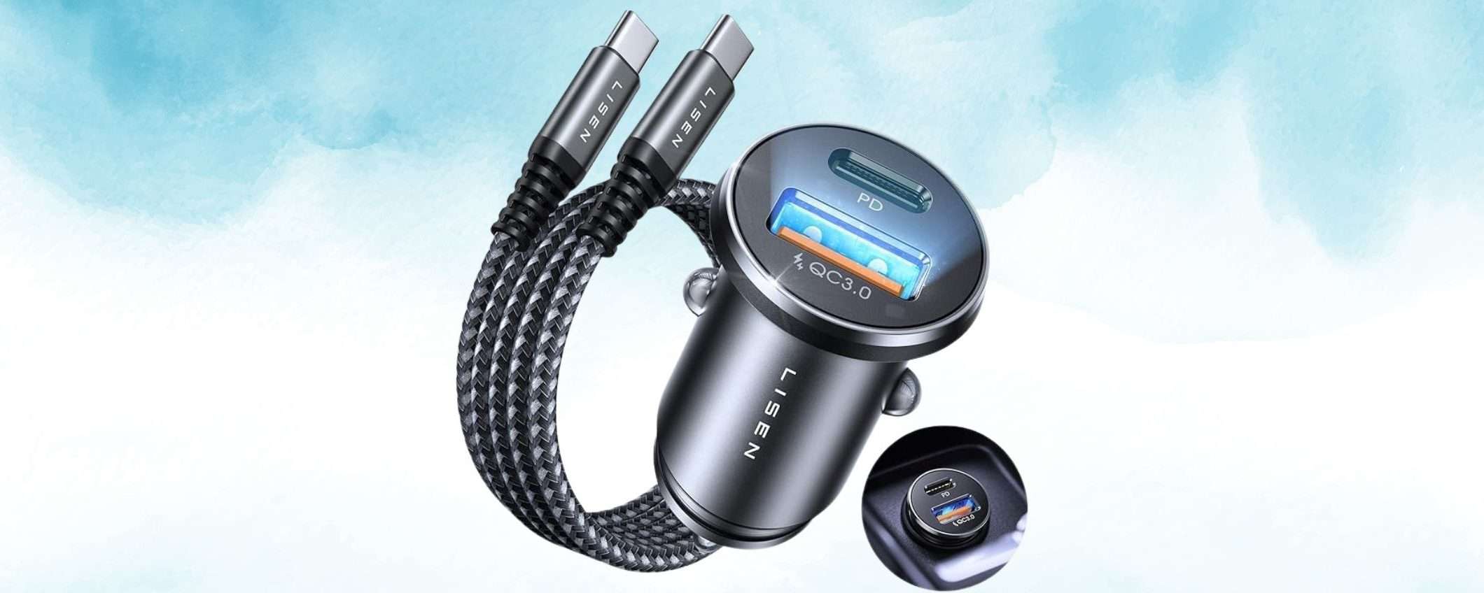 Doppio sconto Amazon: caricatore da auto a meno di 6 euro