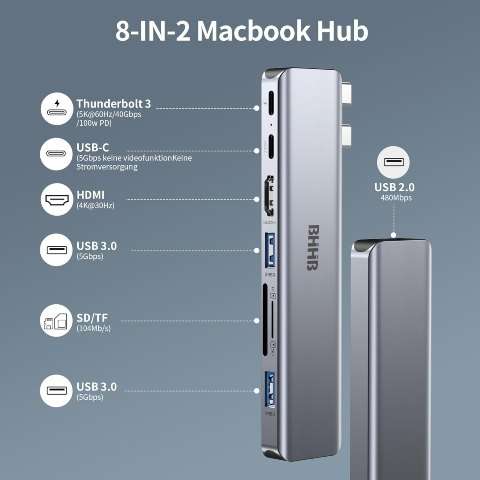 Hub USB-C 8-in-2
