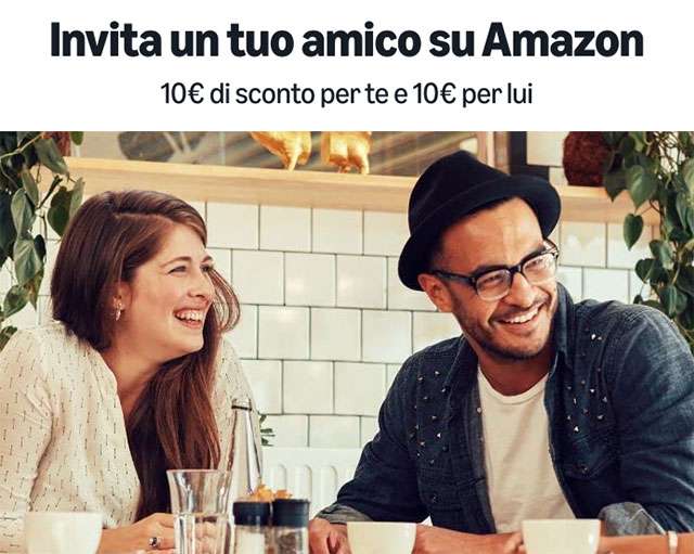 La promozione di Amazon che offre 10 euro a te e altri 10 euro a un tuo amico