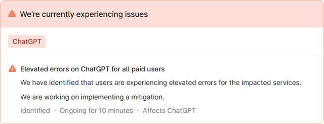 OpenAI conferma il down di ChatGPT