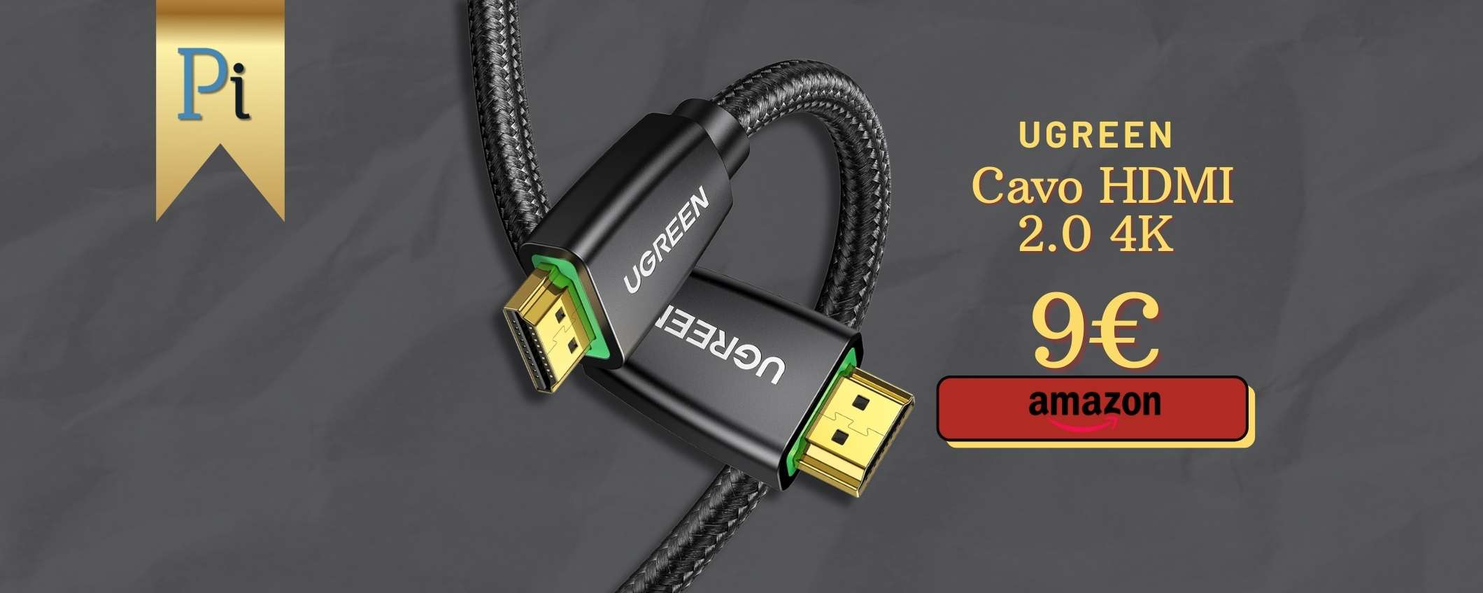Cavo HDMI 2.0 con connettori in oro per prestazioni 4K@60fps: meno di 10€