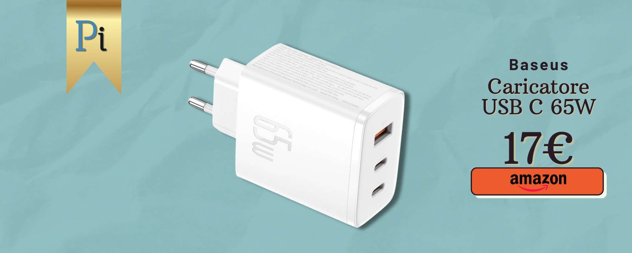 Ricarica lampo con il Caricatore USB C 65W 3in1, soli 17€ su Amazon