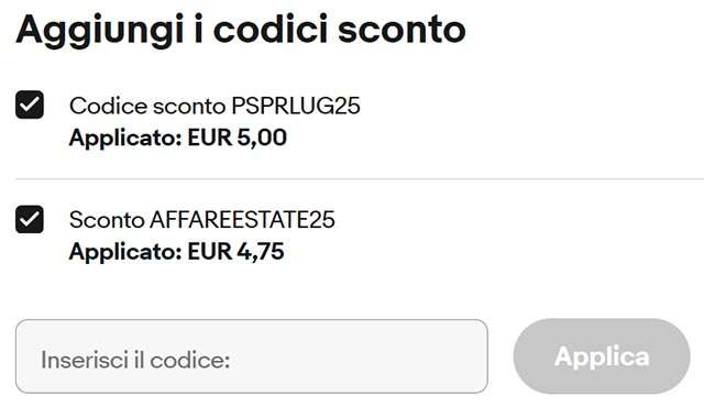 I due codici sconto di eBay si possono applicare insieme