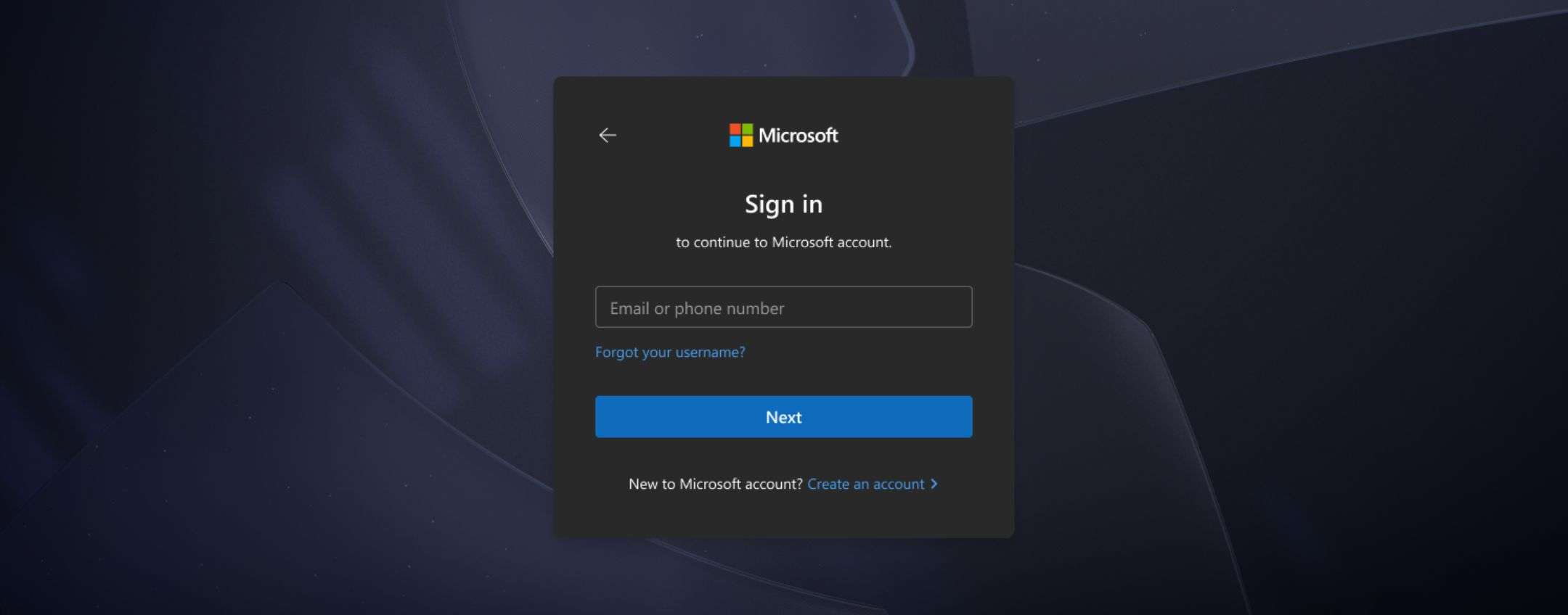 Microsoft, nuova pagina di login con modalità scura e design Fluent