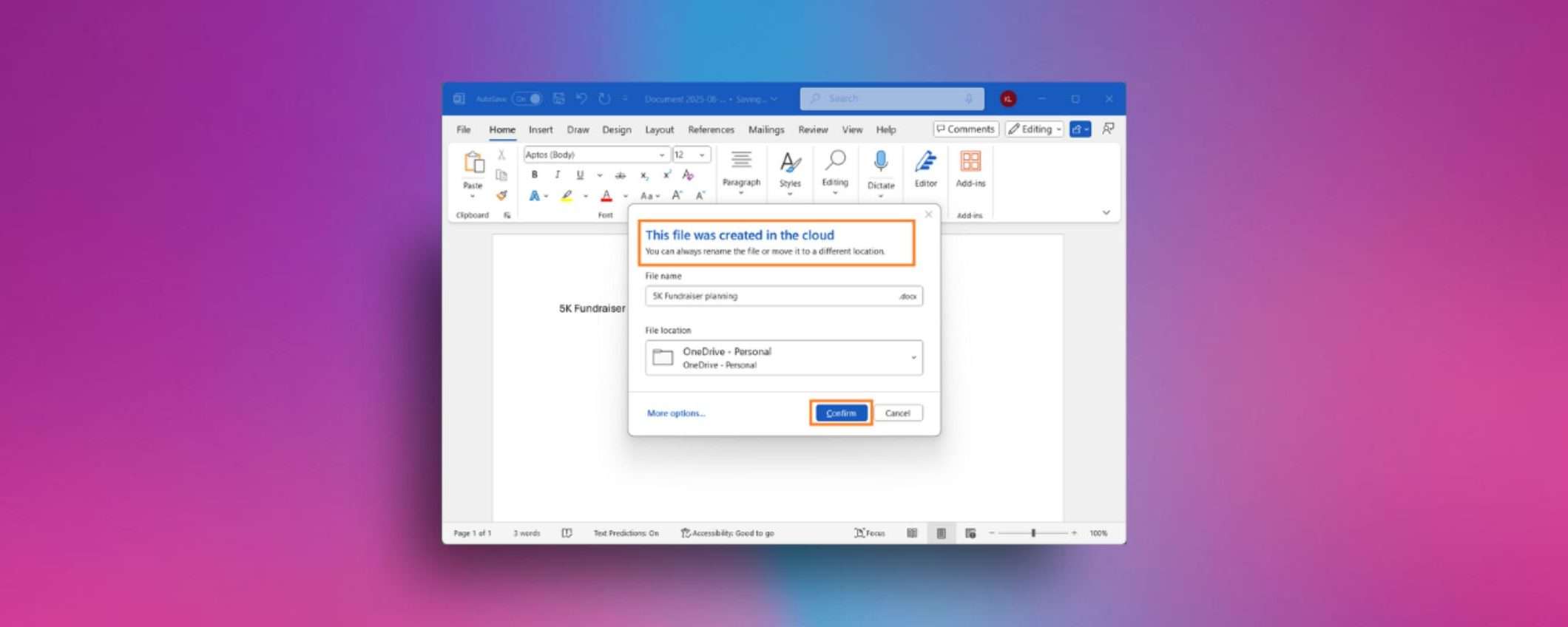 Microsoft Word salverà automaticamente tutto su OneDrive