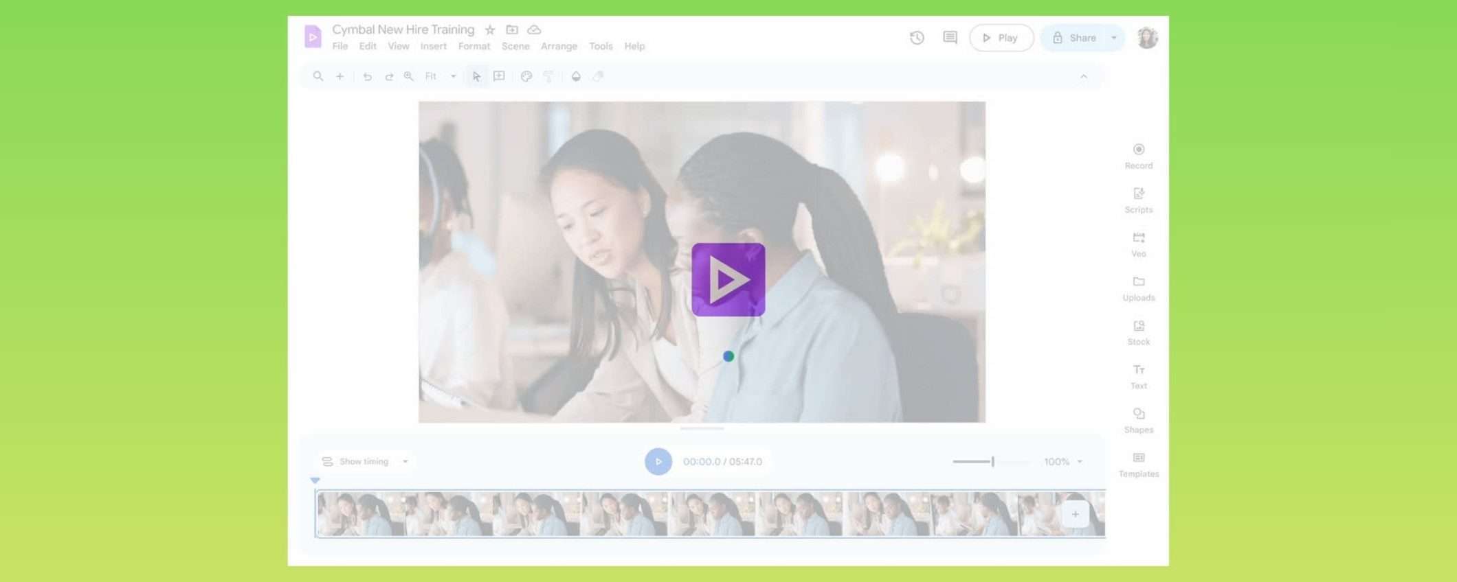 Google Vids si apre da Drive, nuovo pulsante per l'editing video