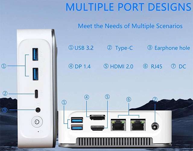 Le porte di connessione presenti sul Mini PC di FUNYET