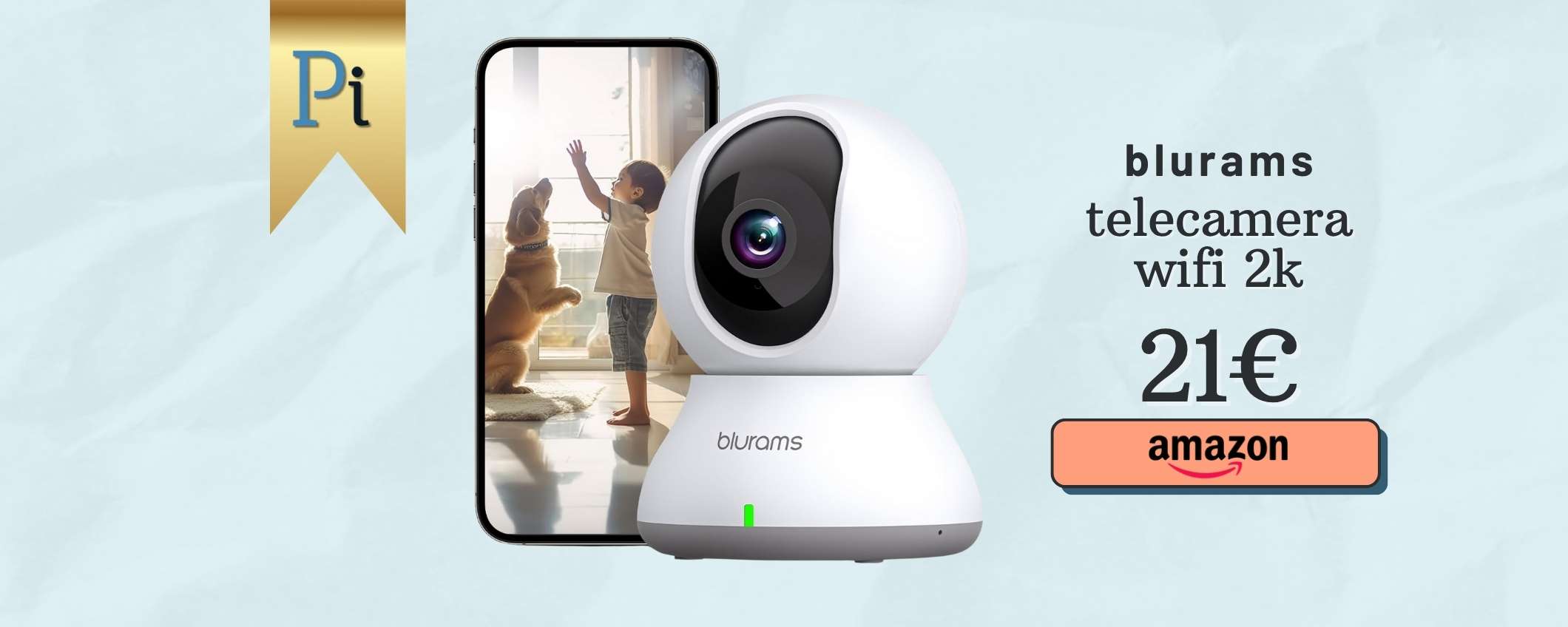 Telecamera WiFi 2K per controllare casa a 360°, tua a 21€ su Amazon