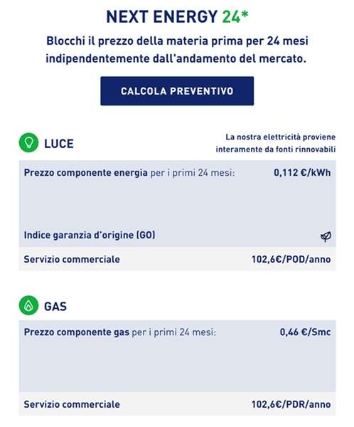 next energy 24 tariffe fino al 7 agosto 2025