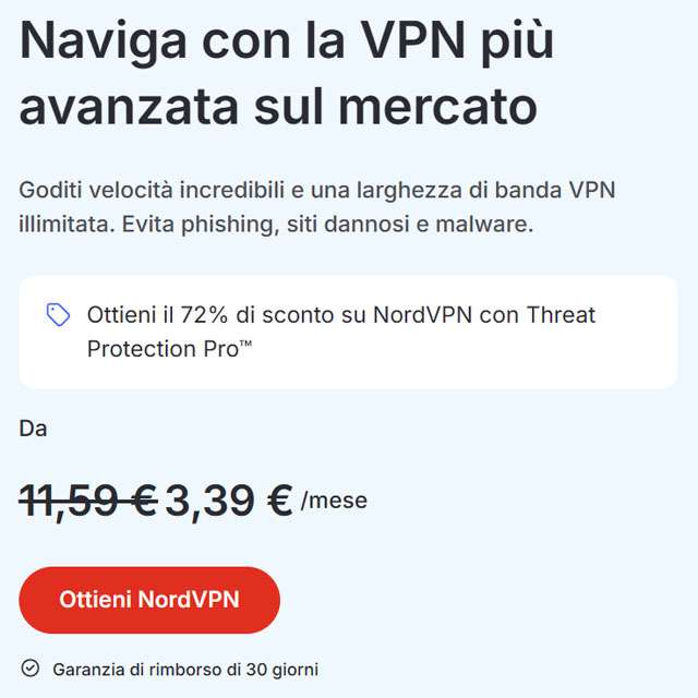 La promozione di NordVPN