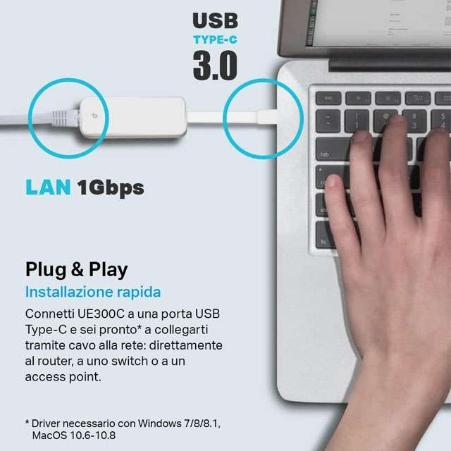Le caratteristiche dell'adattatore TP-Link UE300C