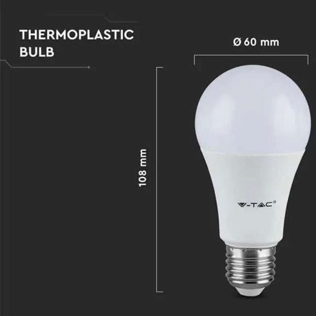 V-TAC A60: le dimensioni della lampadina LED