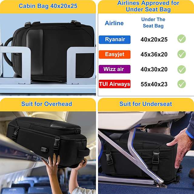 Lo zaino di EZUOLA da 40x20x25 centimetri compatibile con le regole di Ryanair