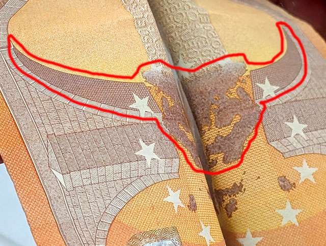 La banconota da 50 euro e la presunta testa del diavolo