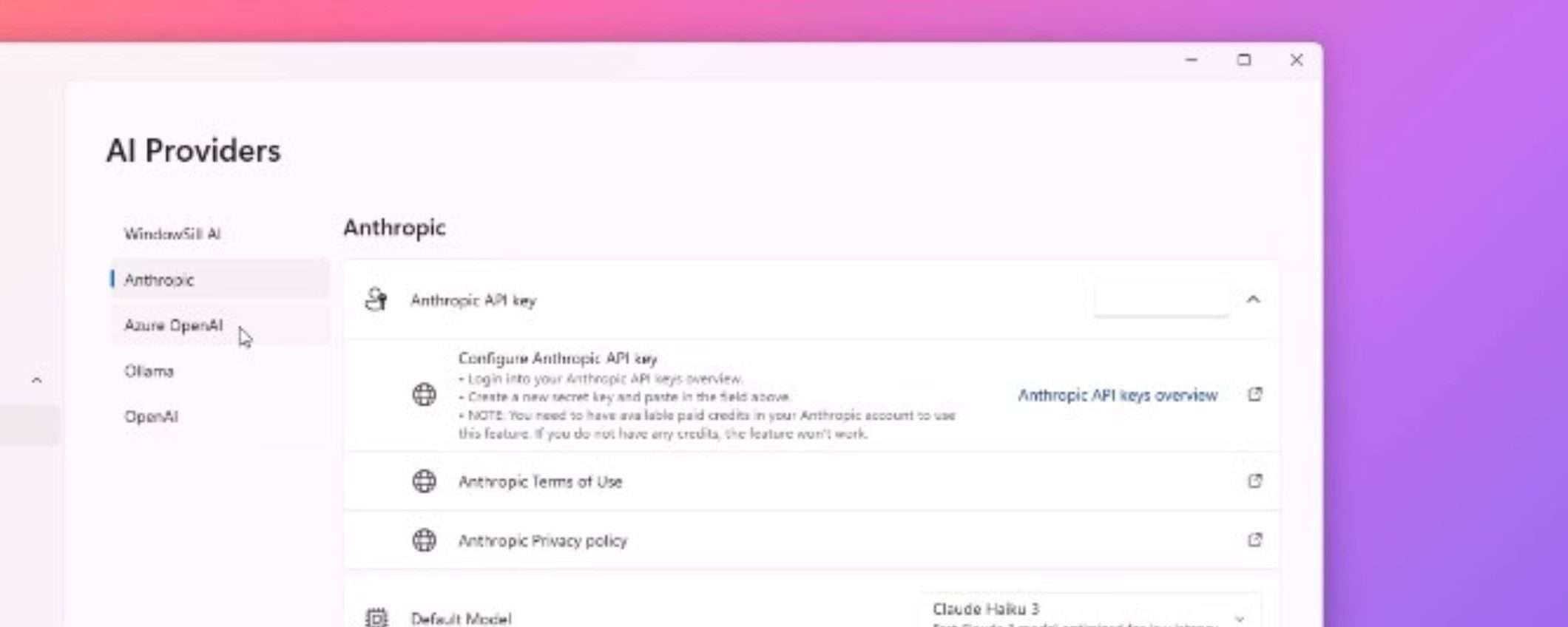 WindowSill nella barra delle applicazioni di Windows: AI e utility