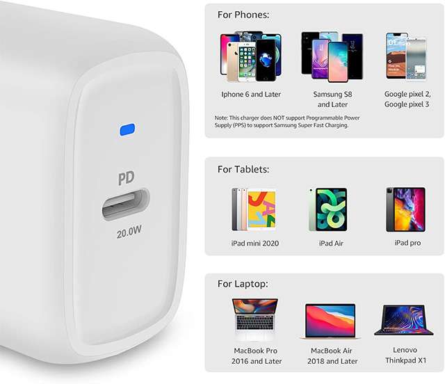 Il caricatore USB-C da 20 W del marchio Amazon Basics