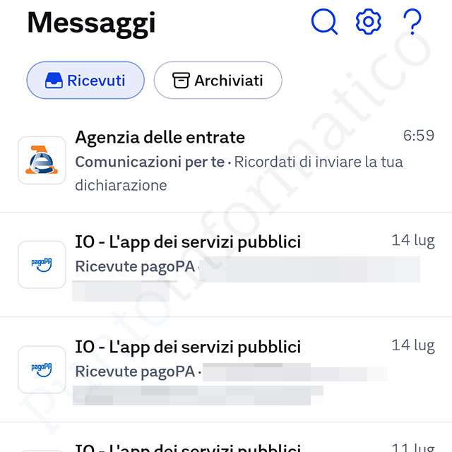 Il messaggio dell'Agenzia delle Entrate sull'app IO, relativo alla dichiarazione dei redditi