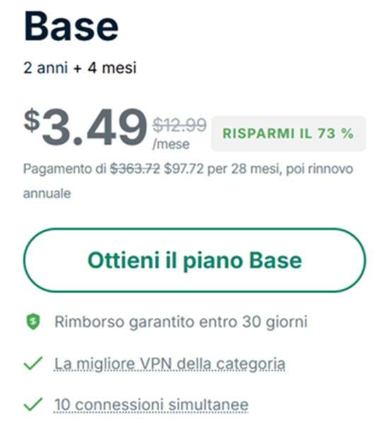 expresvpn piano base sconto 73 per cento