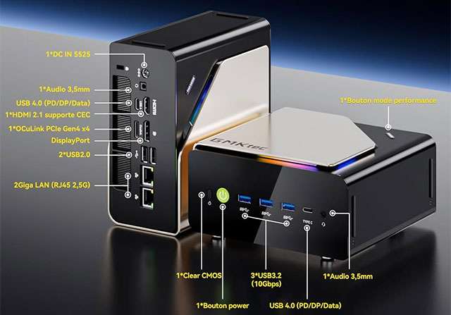 GMKtec EVO-T1: le porte di connessione del Mini PC