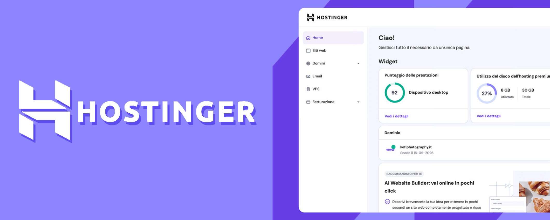 Hosting con l'AI integrata: fino al 75% di sconto con Hostinger
