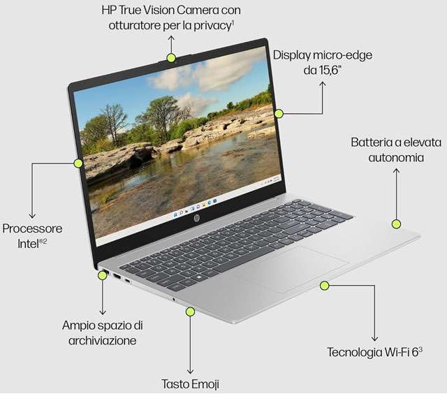 Le caratteristiche del notebook HP 15