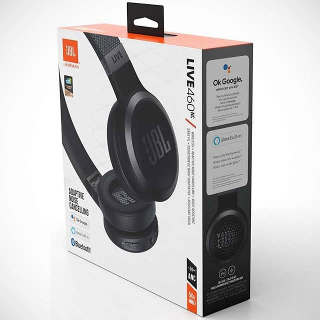La confezione delle cuffie wireless over-ear JBL LIVE 460 NC
