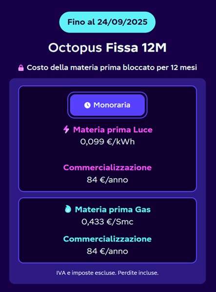 octopus fissa 12 mesi 24 settembre 2025