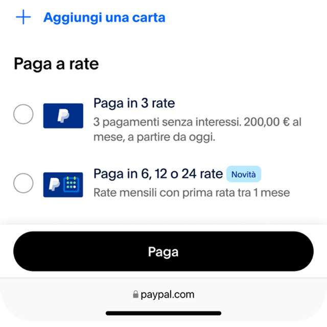 La nuova opzione BNPL di PayPal con Paga in 6, 12 o 24 rate
