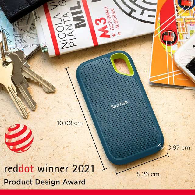 Le dimensioni dell'SSD portatile da 4 TB della gamma SanDisk Extreme