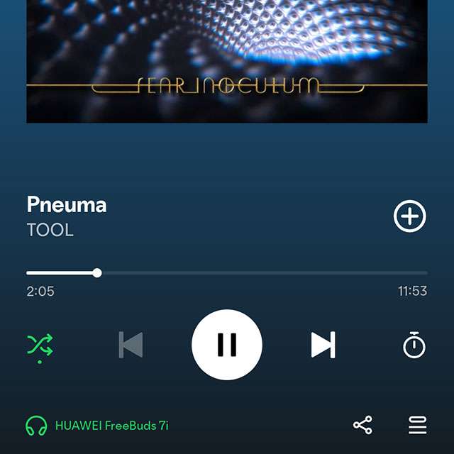 Pneuma dei Tool in ascolto su HUAWEI FreeBuds 7i