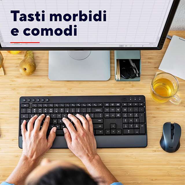 Il mouse e la tastiera wireless del kit Trust Trezo