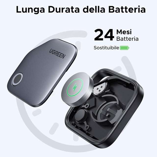 Il localizzatore UGREEN FineTrack ha la batteria ricaricabile