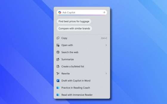 Windows 11 aggiorna barra applicazioni e menu Start con Copilot
