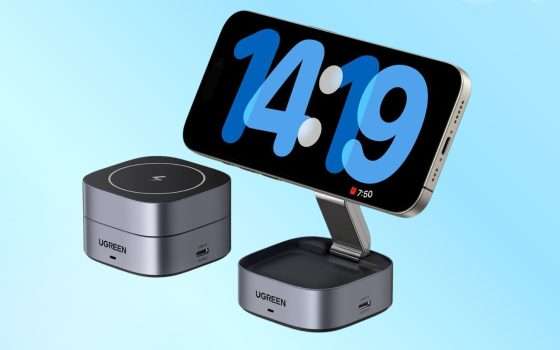 Caricatore wireless 2-in-1 ora al 40% di sconto: ricarica veloce e design magnetico