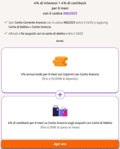 Conto corrente arancio novità