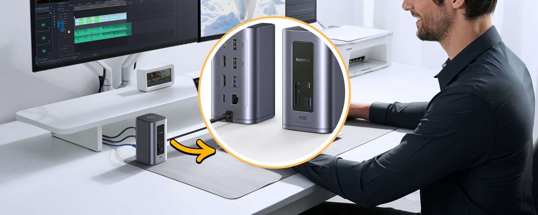 Collega tutto con un solo dispositivo: docking station 12-in-1 ora in offerta