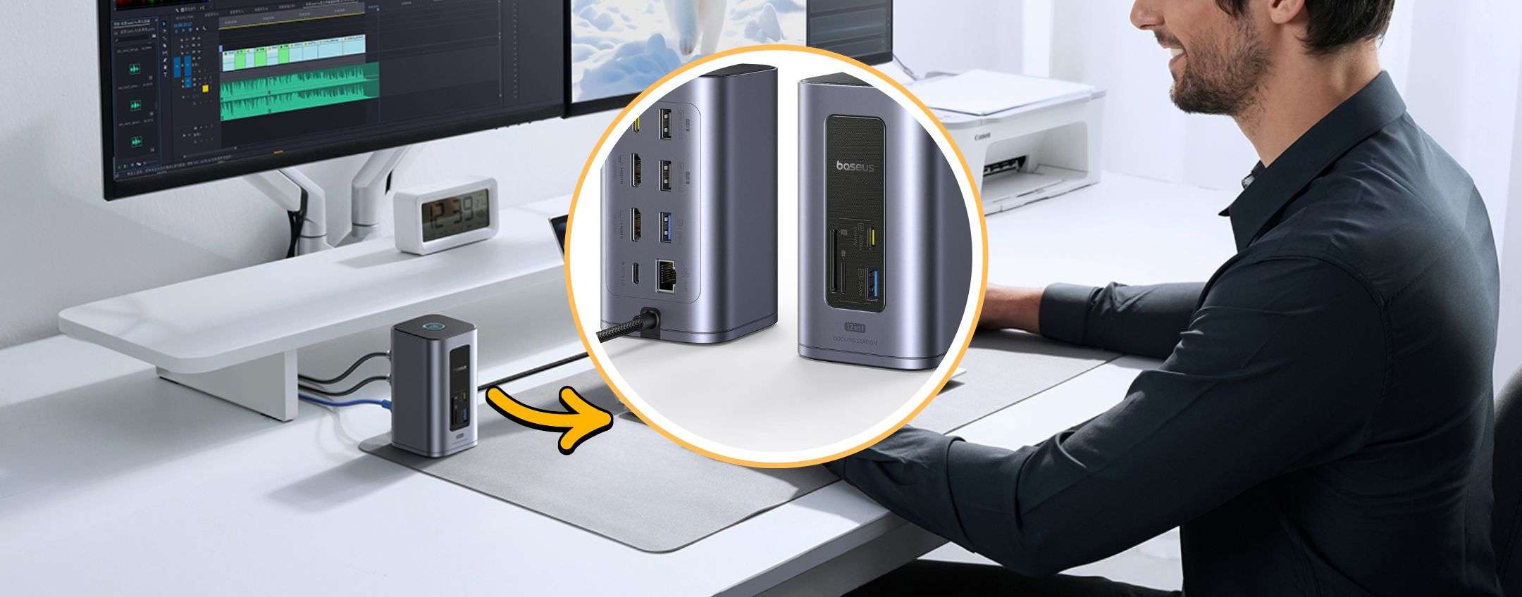 Collega tutto con un solo dispositivo: docking station 12-in-1 ora in offerta