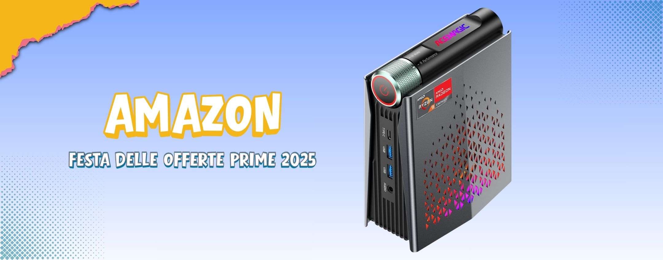 Mini PC con Ryzen 9, 16GB DDR5 e SSD 512GB a 110€ in meno per il Prime Day